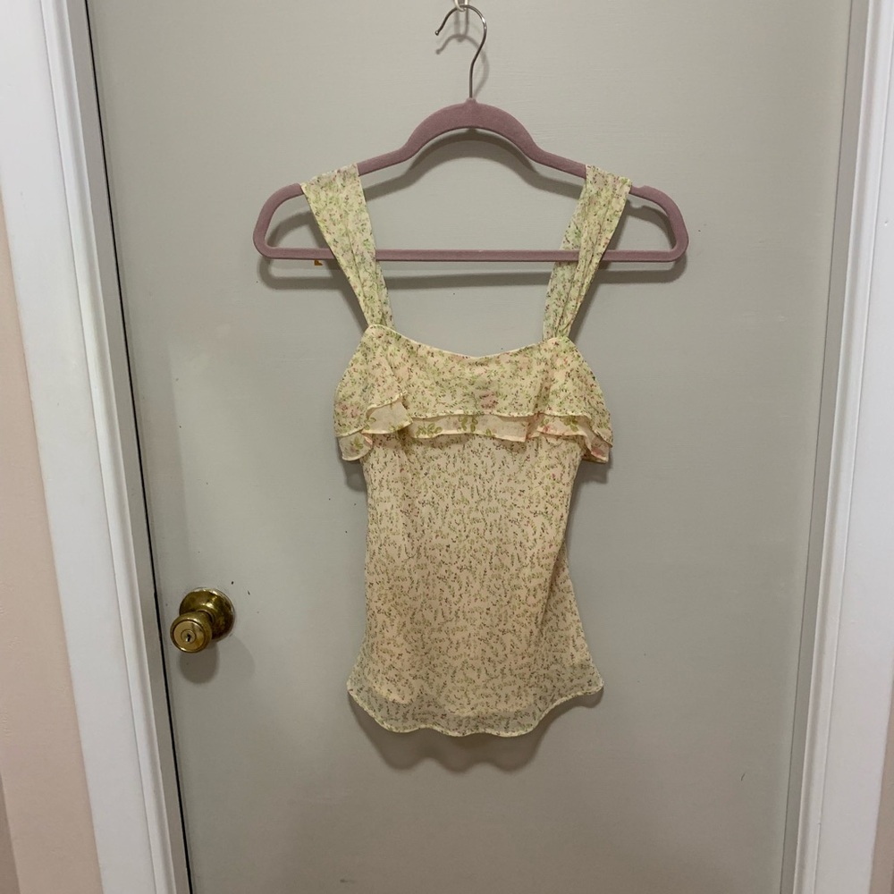 Vintage Express Yellow Floral Silk Camisole Top